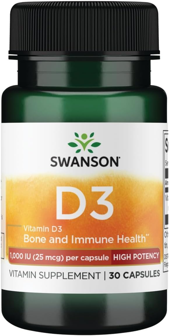 Swanson High Potency Vitamin D-3 1000 IU (25 µg) - 30 Capsules - görsel 1