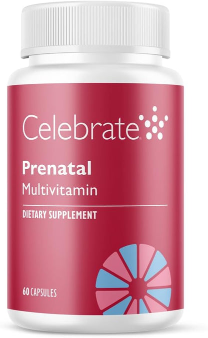 Celebrate Vitamins Bariatric Prenatal Multivitamin Capsules with Methylfolate, Iron, Iodine, and Choline – 60 Capsules