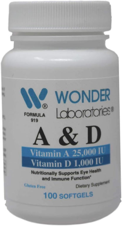 Wonder Laboratories Vitamin A 25,000 IU from Cod Liver Oil + Vitamin D3 1,000 IU