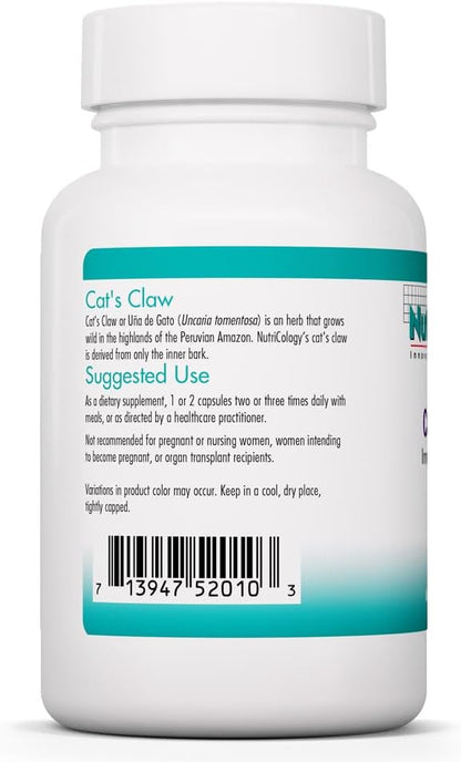 NutriCology Cat's Claw Inner Bark Extract – 60 Vegetarian Capsules