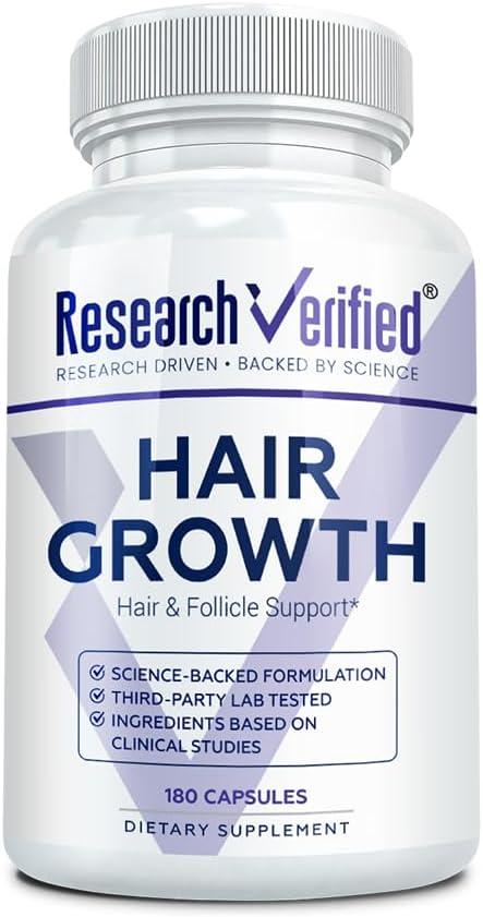 Research Verified Hair Growth Support - with Biotin, DHT Blockers & Vitamins - 180 Capsules - görsel 1