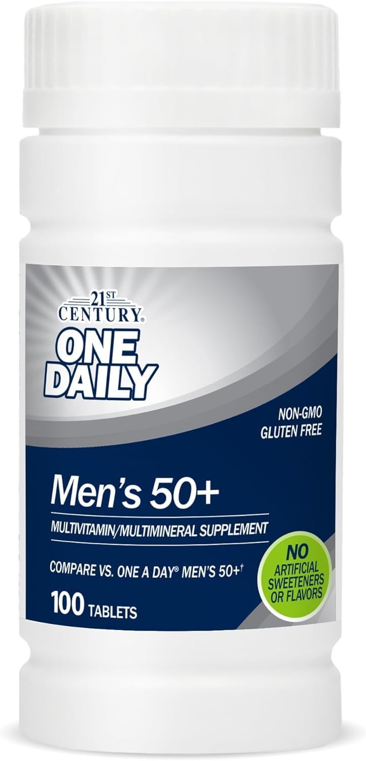 21st Century Men's 50+ One Daily Multivitamin and Multimineral Tablets - 100 Tablets, Pack of 3 - görsel 1