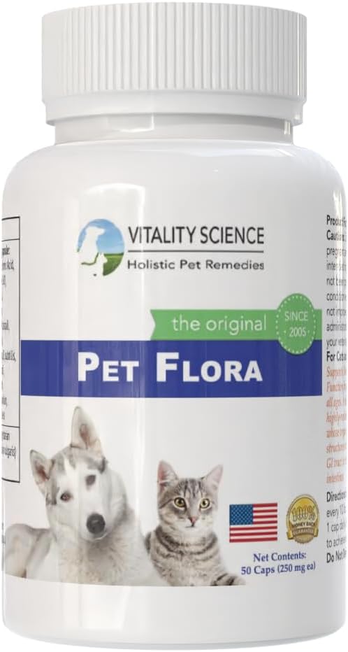 Vitality Science Pet Flora – Natural Probiotics for Cats and Dogs, Digestive Support Supplement, 250 Capsules - görsel 7