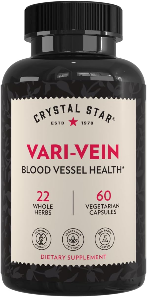 Crystal Star Vari-Vein (60 Capsules) - Herbal Circulation Support for Vein Health - Non-GMO - görsel 1