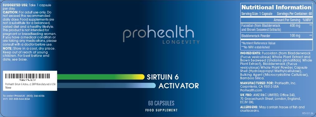 ProHealth Sirtuin 6 Activator - 60 Capsules - Fucoidan-Rich Seaweed Extract for Longevity & DNA Support - görsel 9