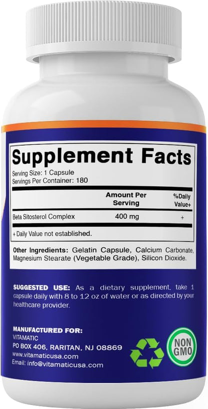 Vitamatic Beta Sitosterol Complex 400 mg, 180 Capsules
