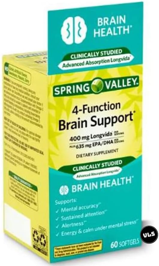 Spring Valley 4-Function Brain Support, 60 Soft gel capsules - görsel 1