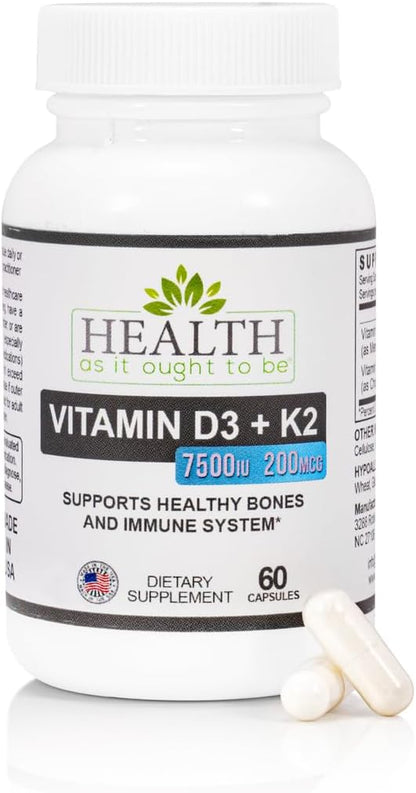 Health As It Ought To Be Vitamin K2 MK-7 150 mcg Supplement – Soya-Free, 100 Capsules