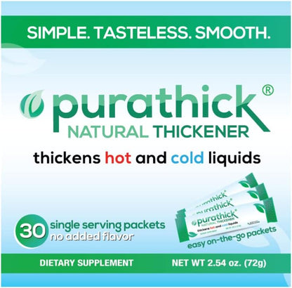 Purathick Natural Thickener - 30 Individual Serving Sachets for Hot and Cold Drinks