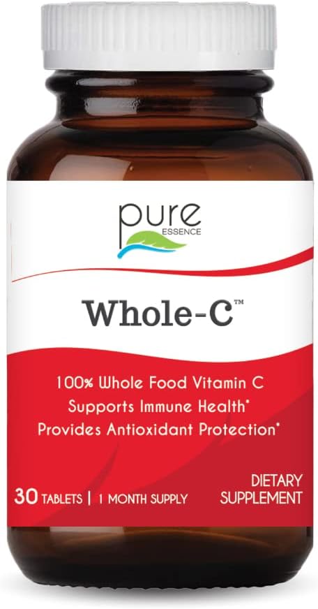 PURE ESSENCE LABS Whole-C Whole Food Vitamin C - Organic Camu Camu, 30 Tablets - görsel 1