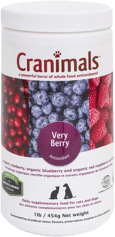 VeryBerry Antioxidant Superfood Berry Powder for Dogs and Cats - Natural Antioxidant Boost from Cranberries, Raspberries, and Blueberries, 6 Month Supply - 454 g Jar - görsel 1