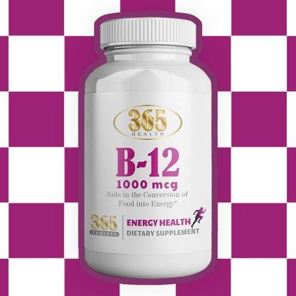 365 Health Vitamin B12 1000mcg Tablets – 365 Count, Fast Dissolve, Energy Metabolism Support