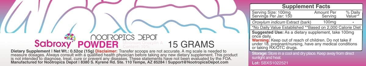 Nootropics Depot Sabroxy® Oroxylin-A Powder | 15 Grammes | Minimum 10% Oroxylin-A – Image 4