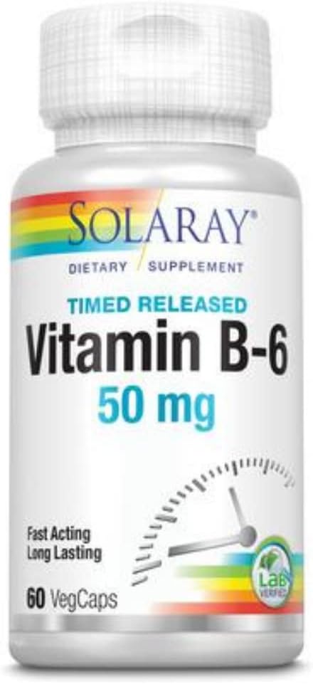 Solaray B-6 TSTR Vitamin B-6 Supplement, 50 mg, 60 Tablets - görsel 1
