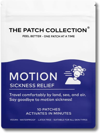 The Patch Collection® – Motion Sickness Relief Patch | Ginger, Peppermint, Safflower, Ginseng (Pack of 10)