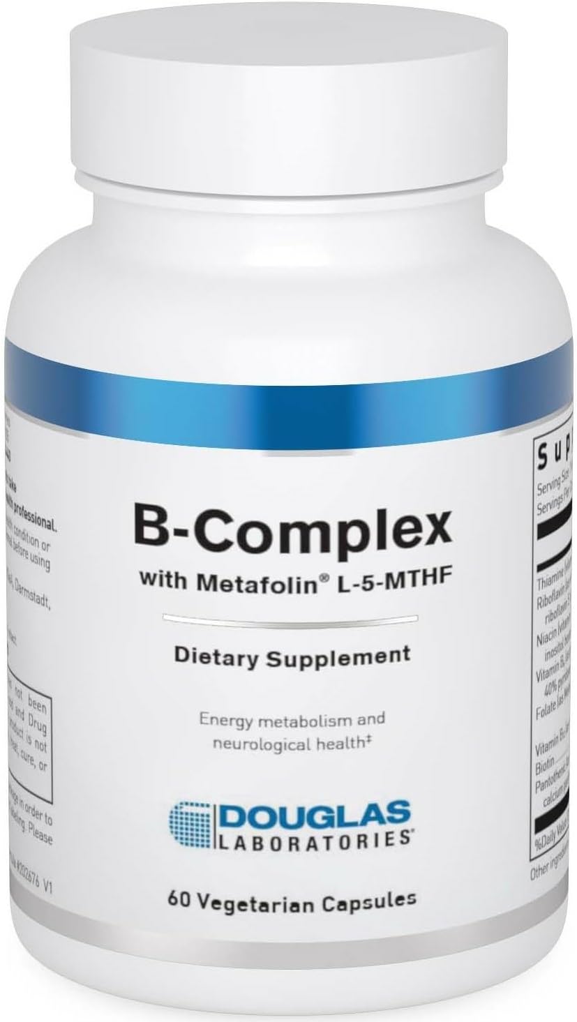 Douglas Laboratories B-Complex with Metafolin - Comprehensive B Vitamin Supplement - Energy and Brain Health Support - with Folate, Biotin & Thiamine - Non-GMO - 60 Vegetarian Capsules - görsel 1