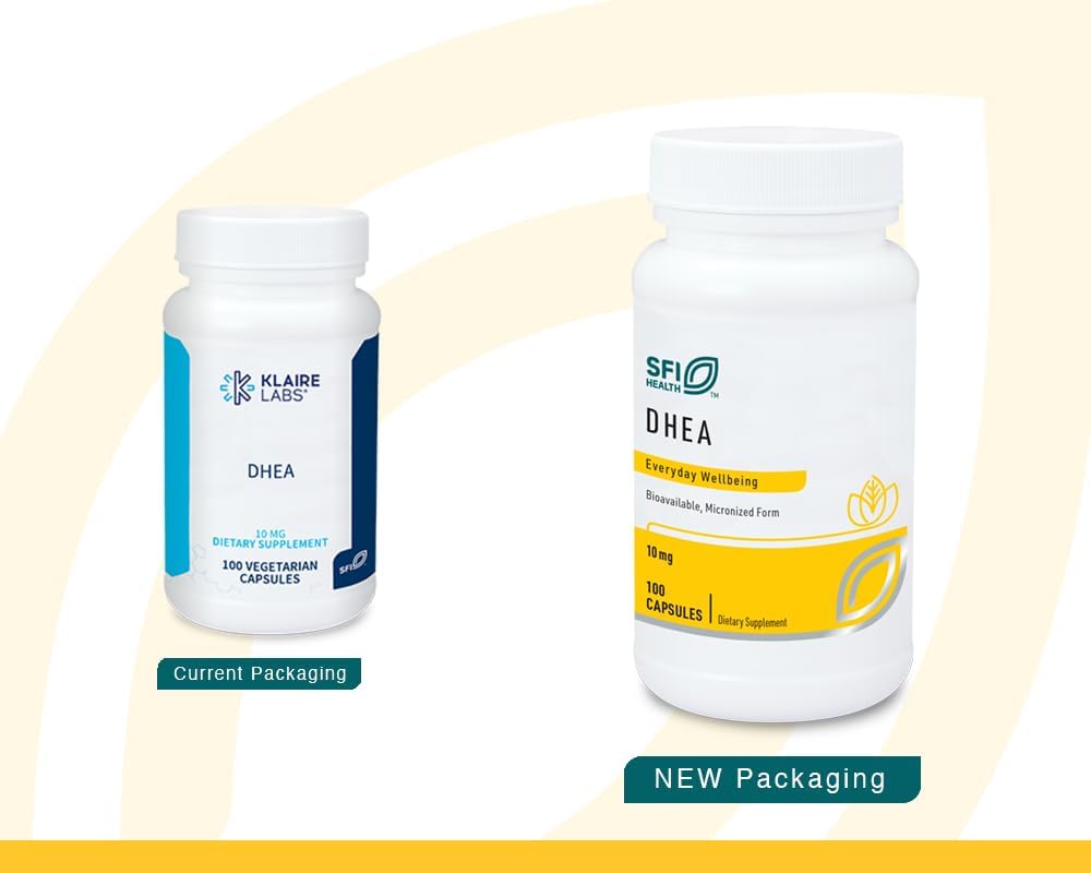 Klaire Labs DHEA 10mg - Dehydroepiandrosterone from Wild Yam - Micronised for Superior Absorption - Soya-Free, Hypoallergenic - 100 Capsules - görsel 2