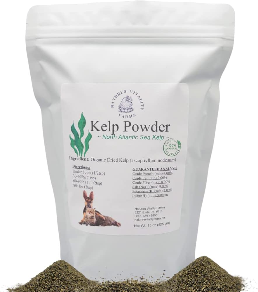 Kelp Powder for Dogs and Cats - Natural North Atlantic Sea Kelp - Vitamins, Minerals & Antioxidants - 15 oz (425 g) - görsel 1