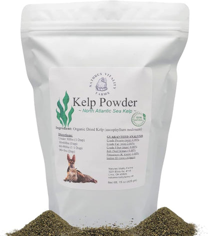Kelp Powder for Dogs and Cats - Natural North Atlantic Sea Kelp - Vitamins, Minerals & Antioxidants - 15 oz (425 g)