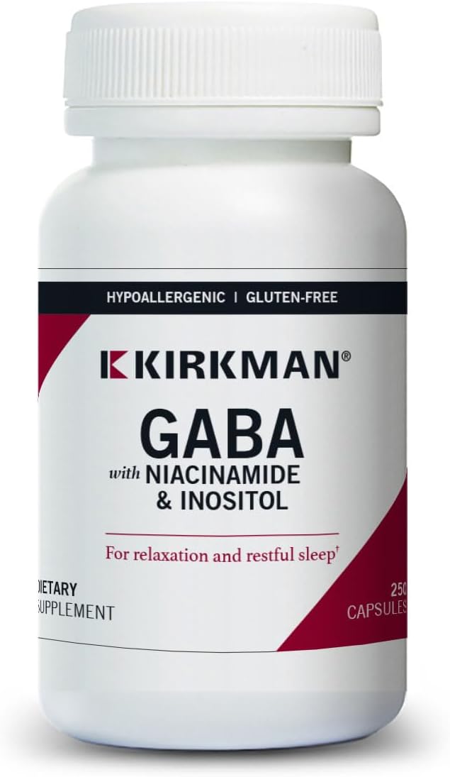 Kirkman GABA 150 mg with Niacinamide and Inositol - Hypoallergenic, 250 Capsules - görsel 1
