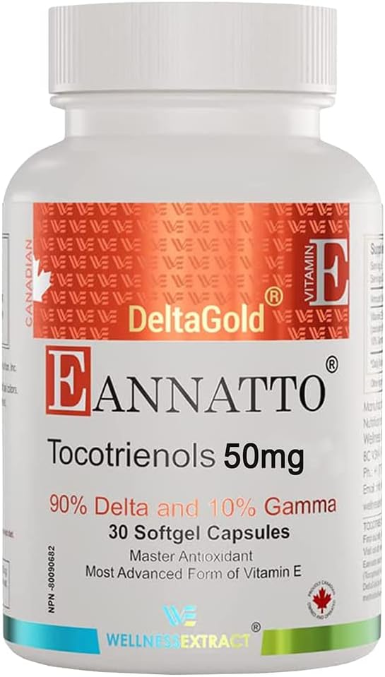 WELLNESS EXTRACT Eannatto Tocotrienols Vitamin E Supplements Tocopherol Free, Non-GMO, Gluten-free & Antioxidant 125mg 60 Softgels (Pack of 3) - görsel 8
