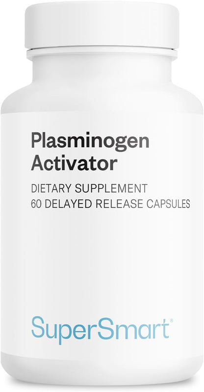Supersmart Plasminogen Activator (Advanced Formula) - High Potency Antioxidant with Nattokinase, Serrapeptase, Pterostilbene, OPC - 60 Delayed-Release Capsules