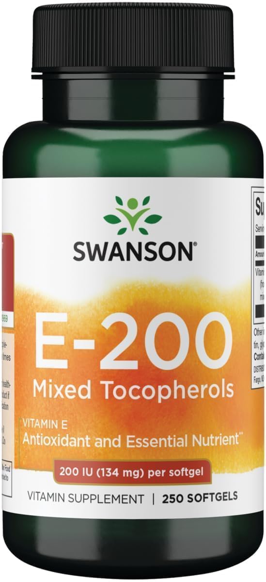 Swanson Vitamin E Mixed Tocopherols, 200 IU (134 mg), 250 Softgels - görsel 1
