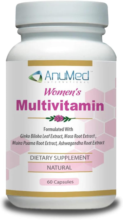 AnuMed Women's Multivitamin with Iron, Vitamin D3, Magnesium, B-Complex & Herbal Support – 60 Capsules