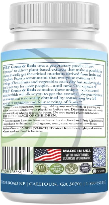 PURE Greens & Reds Capsules - PhytoServ Superfood Blend - görsel 4