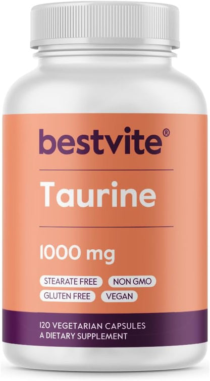 BESTVITE Taurine 1000mg (120 Vegan Capsules) - Pure Amino Acid Supplement
