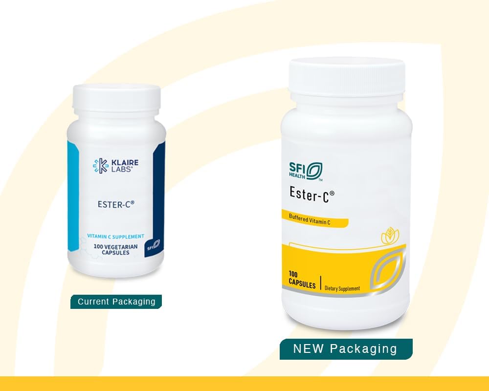 Klaire Labs SFI Health Ester-C 500 mg Buffered Vitamin C – Gentle on Stomach – Hypoallergenic – 100 Capsules - görsel 2