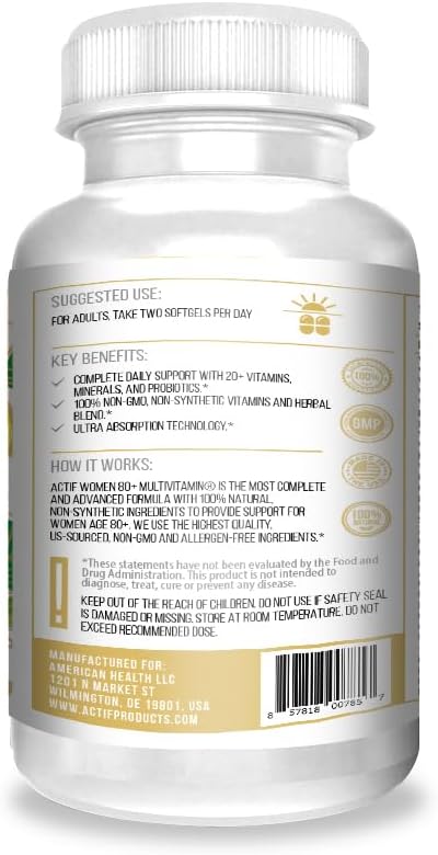 ACTIF Organic Multivitamin for Women Aged 80+ with Omega-3 – Non-GM, 90 Count - görsel 2
