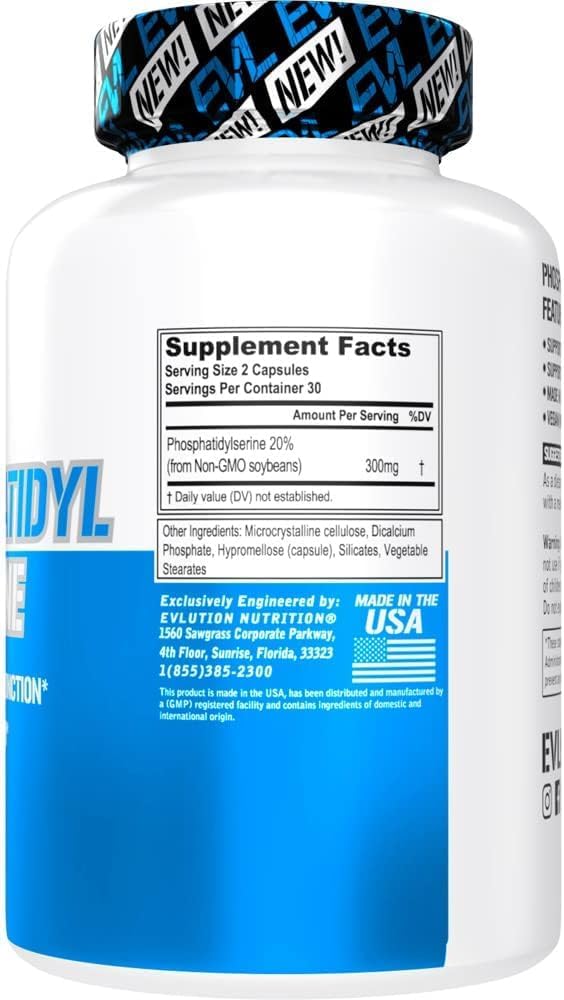 Phosphatidylserine Nootropic Brain Support Supplement – Evlution Nutrition Phosphatidylserine 300mg per Serving for Memory and Focus – Vegan and Non-GMO (30 Servings) - görsel 2