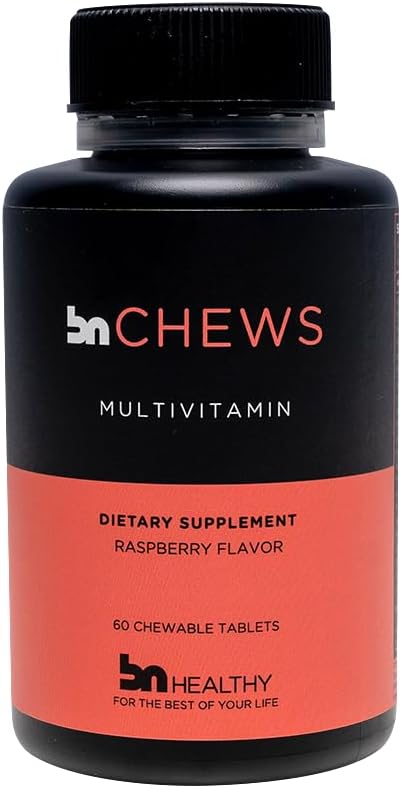 BNHealthy Chews Bariatric Multivitamin with Iron - Chewable Daily, Raspberry Flavoured, 60 Tablets