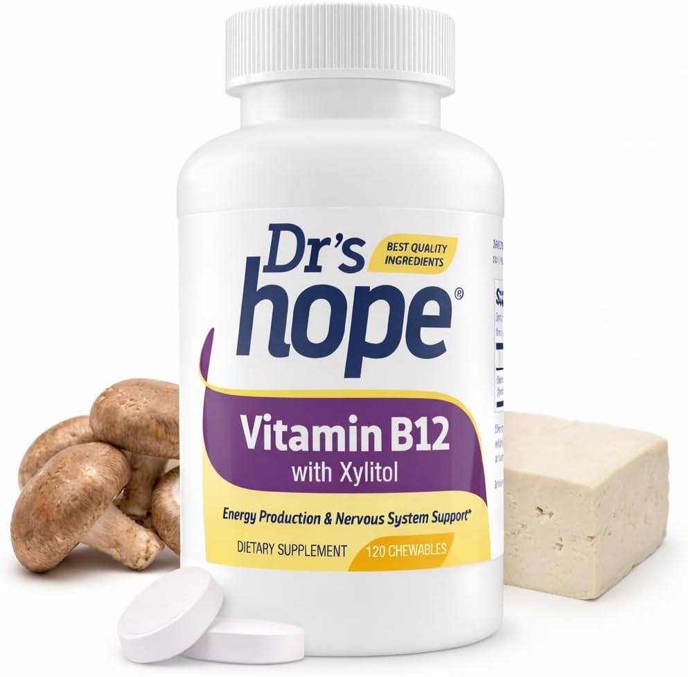 Dr's Hope Vitamin B12 1000 mcg Chewable Tablets, 120 Tablets – 4-Month Supply - görsel 1