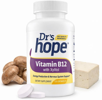 Dr's Hope Vitamin B12 1000 mcg Chewable Tablets, 120 Tablets – 4-Month Supply