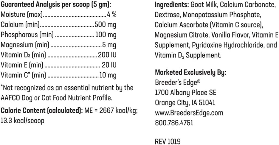 Breeder’s Edge Oral Cal Plus Powder, Calcium & Vitamin D₃ Whelping Supplement for Nursing Dogs and Cats, Supports Healthy Bones, Teeth & Lactation, 300g - görsel 8
