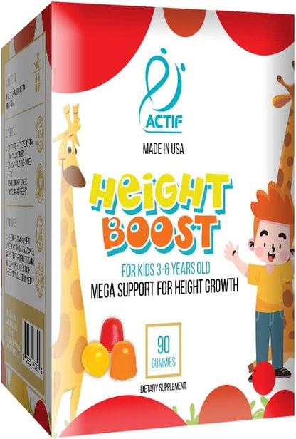 Actif Height Boost Mega Support for Kids 3-8 Years Old - 60 Gummies, Strawberry Flavour