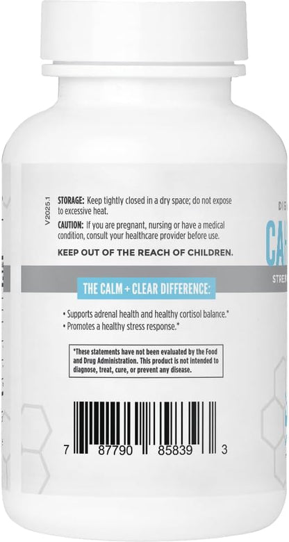 NBI Calm + Clear - Mood and Focus Support - Natural Stress and Mood Support with Magnesium, GABA, Ashwagandha, L-Theanine, Glycine, Bacopa, Skullcap, and Hops Powder - 60 Capsules
