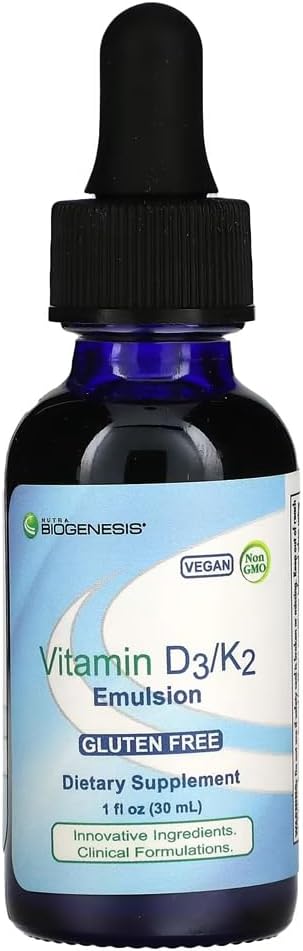 Nutra BioGenesis Vitamin D3/K2 Emulsion – Liquid Drops with MCT Oil - görsel 1