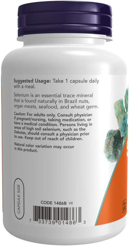 NOW Foods Selenium 200 mcg, 180 Vegetarian Capsules