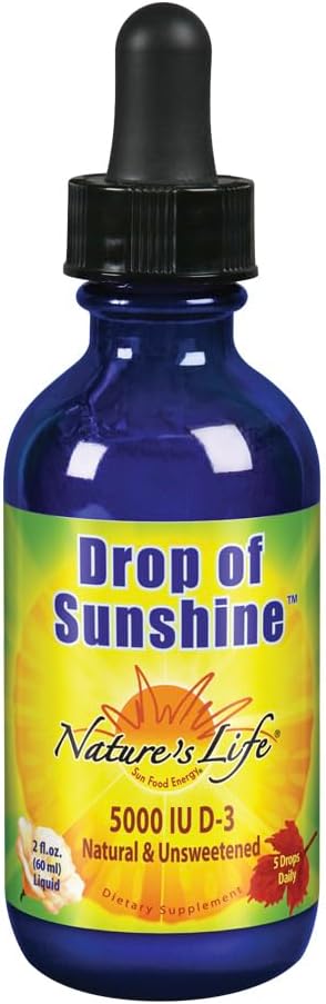 Nature's Life Drop of Sunshine Vitamin D3 Drops in Organic Extra Virgin Olive Oil & Coconut Oil 5000 IU | Supports Normal Bones & Immune System | 60 ml - görsel 1