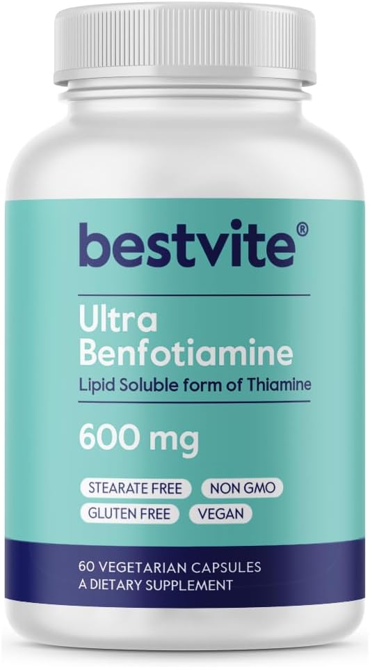 BESTVITE Ultra Benfotiamine 600mg per Capsule – Maximum Strength (60 Vegan Capsules) - görsel 1