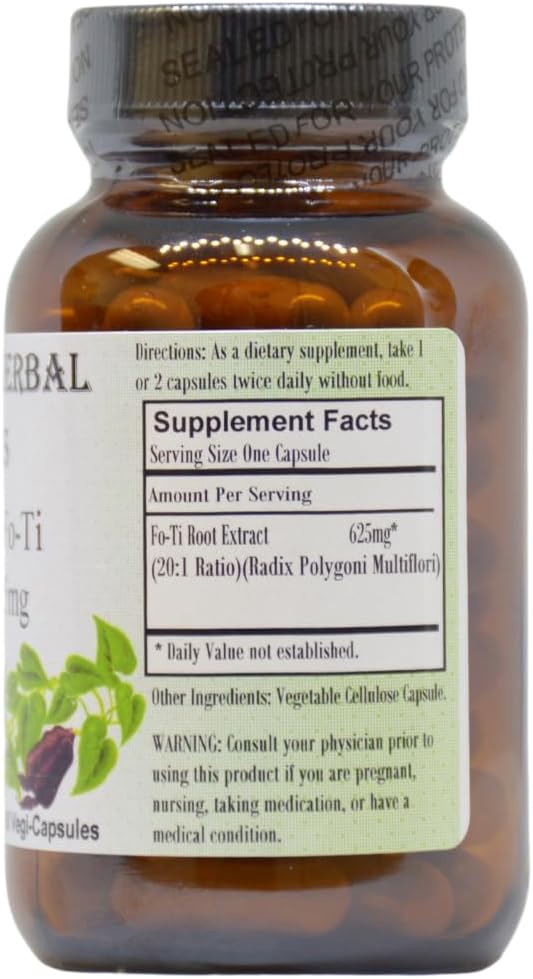 Fo-Ti | 20:1 Prepared He Shou Wu Extract | 625mg Per Capsule | 60 Veggie Capsules | Traditional Chinese Herbal Supplement | Stearate Free | Glass Bottles - görsel 2