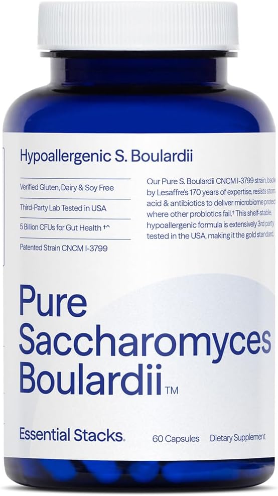 Essential Stacks Saccharomyces Boulardii Probiotics - 5 Billion CFUs for Gut Health (60 Capsules) - görsel 1