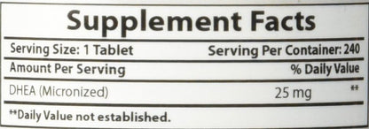 Best Naturals DHEA 25mg Supplement – Hormone Precursor – 240 Tablets