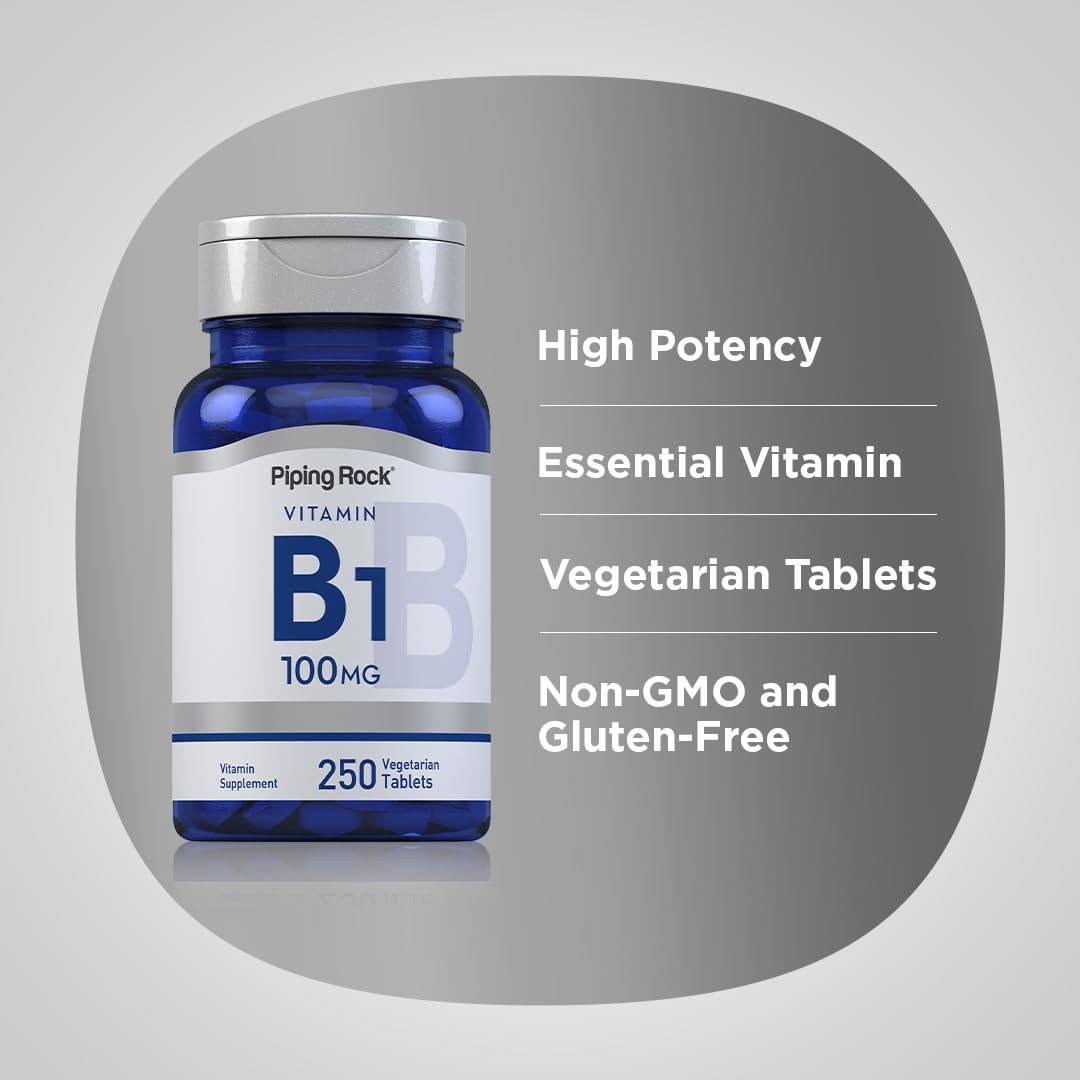 Piping Rock Vitamin B1 100mg | 250 Tablets | Thiamine Supplement - görsel 4