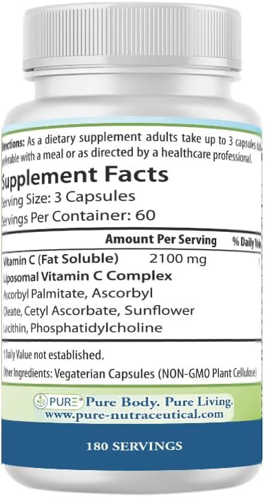 PURE Liposomal Vitamin C 2100mg – 180 Capsules (60 Servings) - görsel 6