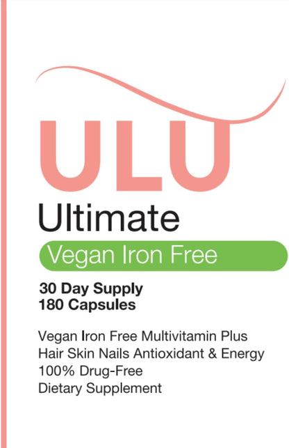 ULULIFE Ultimate Multivitamin – Vegan, Iron-Free, for Hair, Skin & Nails (360 Capsules, Pack of Two)