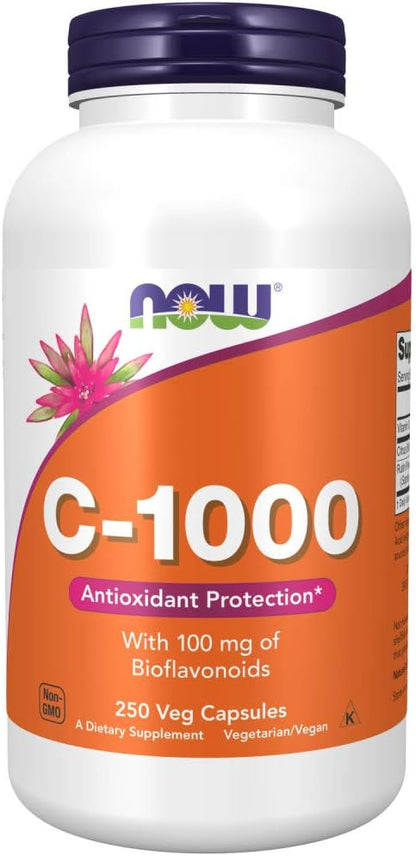 NOW Foods Vitamin C-1000 with Bioflavonoids, 500 Vegetable Capsules (2-Pack)